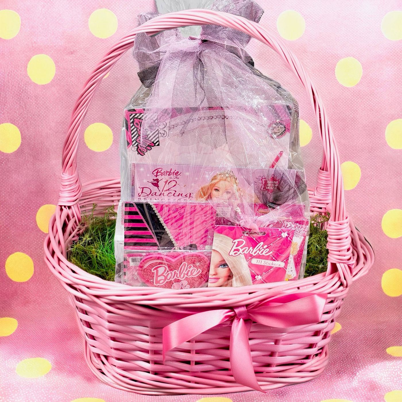 Barbie basket themed gift bag made and filled by Creative Moments at Junction Boutique in Atlantic Highlands, New Jersey