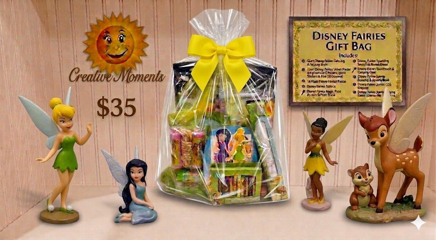 Disney Fairies themed gift bag made and filled by Creative Moments at Junction Boutique in Atlantic Highlands, New Jersey