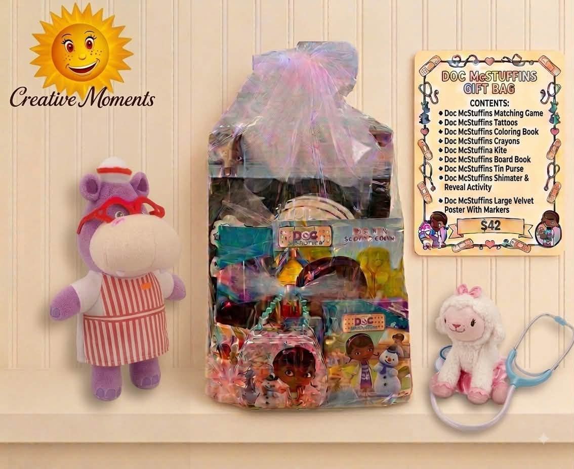 Doc McStuffins themed gift bag made and filled by Creative Moments at Junction Boutique in Atlantic Highlands, New Jersey