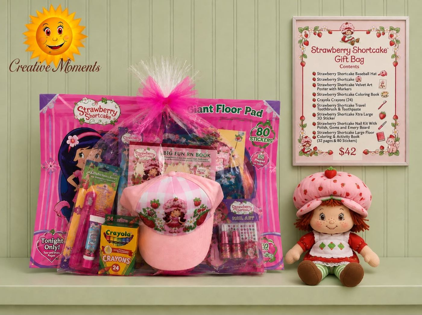 Strawberry Shortcake themed gift bag made and filled by Creative Moments at Junction Boutique in Atlantic Highlands, New Jersey